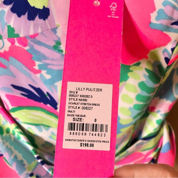 Lilly‎ Pulitzer Scarlet Stretch Dress Raise the Bar Pink Blue Size 0 - Picture 7 of 9
